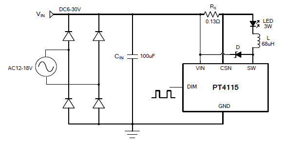 LogicNeed | PT4115 30V, 1.2A Step-down High Brightness LED Driver